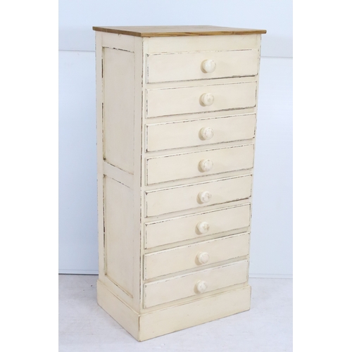 20th century painted pine chest of drawers, having eight dra...