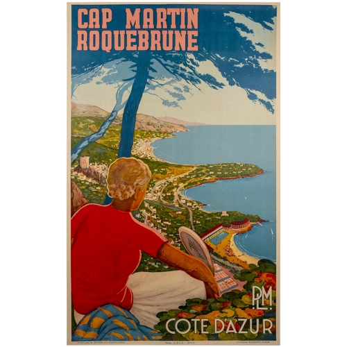 Travel Poster Cap Martin Roquebrune PLM French Riviera. Orig...