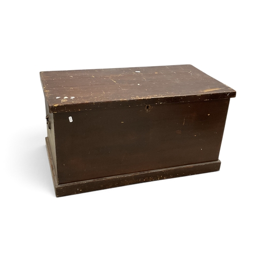 XIX Century Painted Pine Blanket Chest with inner candle box...