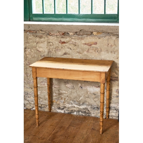 A PINE SIDE TABLE WITH FAUX BAMBOO TAPERED LEGS A PINE SIDE ...