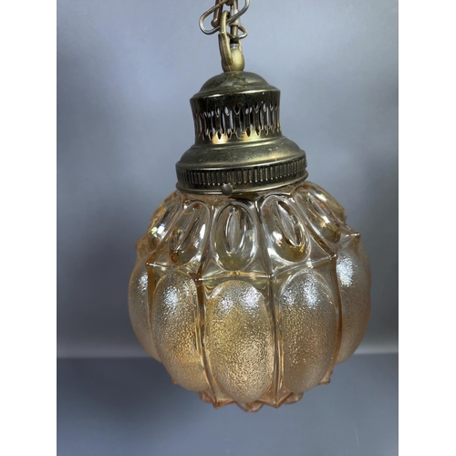 Vintage Amber Pressed Glass Pineapple Style Ceiling Pendant ...