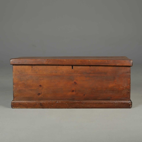 TRUNK 19th century pine with rising lid and carrying handles...