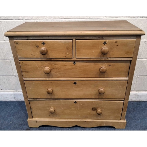 A 19TH CENTURY PINE CHEST OF TWO SHORT OVER THREE LONG GRADA...