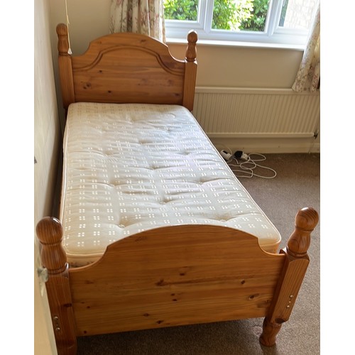 PINE SINGLE BED FRAME WITH MATTRESS