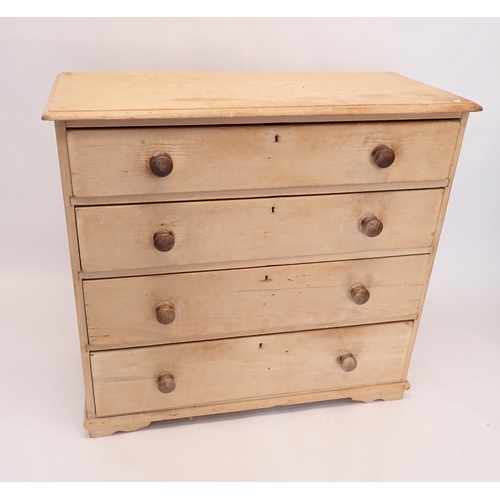 A Victorian pine chest of four drawers, 100cm wide