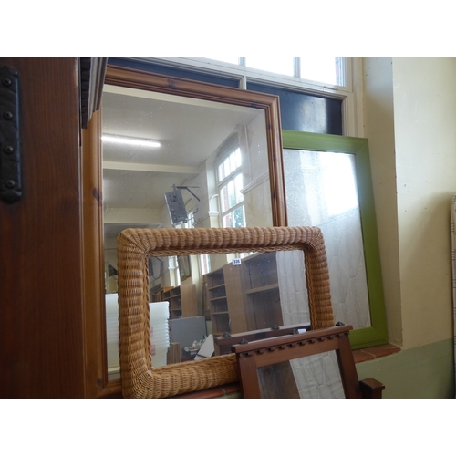 Pine and rattan frame mirrors (3)