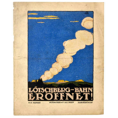 Travel Poster Lotschberg Bahn Railway Switzerland Seifert. O...