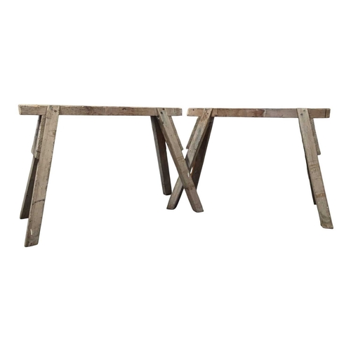 A pair of vintage 20th century pine legs / trestle supports....