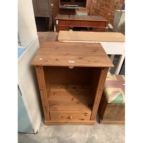A PINE UNIT WITH DRAWER TO BASE