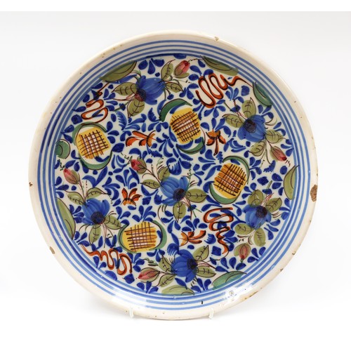 18th century polychrome Delft earthenware hand-painted charg...