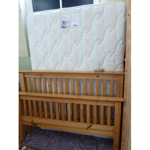 Pine double bed frame and Myers mattress