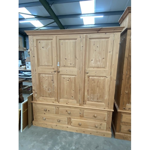 Pine three door/five drawer wardrobe 200H 172W 57D