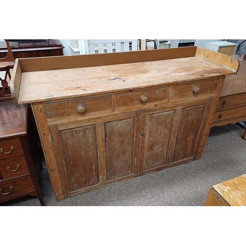 PINE DRESSER WITH 3/4 GALLERY TOP & 3 DRAWERS OVER 2 PANEL D...