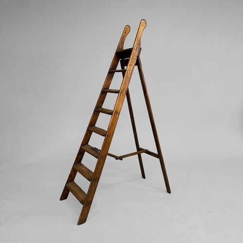 FOLDING STEP LADDER antique pine, 194cm H x 54cm W x 117cm D...