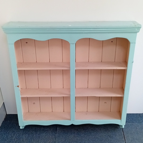 Painted pine open wall display unit, the moulded rectangular...