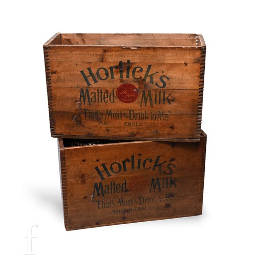 Two early 20th Century Horlicks Malted Milk advertising pine...