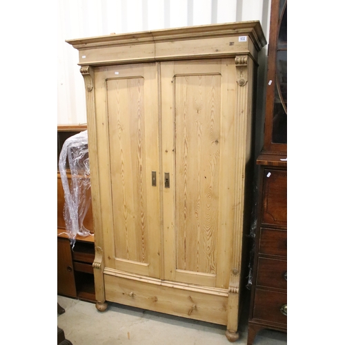Late 19th / early 20th century Continental pine wardrobe, ha...
