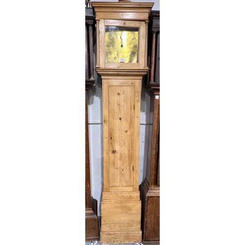 Antique Pine Longcase Brass Faced Clock George Washbourne of...