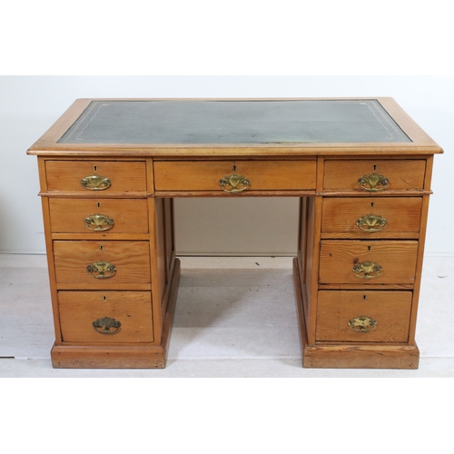 Late 19th/early 20th century pine and satinwood pedestal des...