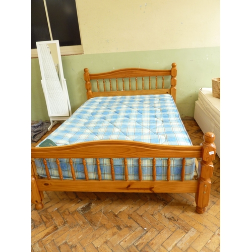 Pine double bed and Kozee sleep mattress