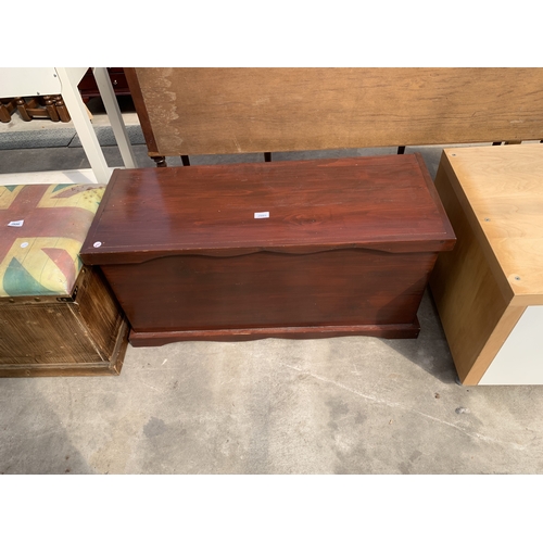 A SMALL STAINED PINE BLANKET CHEST, 36" WIDE