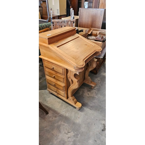 Vintage pine lift top davenport desk