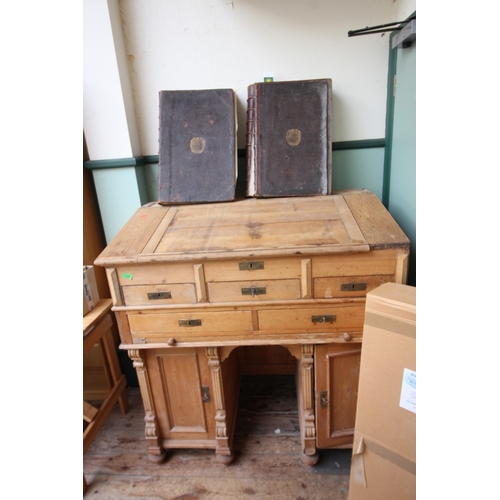 Magnificent antique pine clerk's desk (130cm high, 116cm wid...