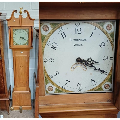 19TH CENTURY LONGCASE CLOCK WITH PAINTED DIAL SIGNED E ABRAH...