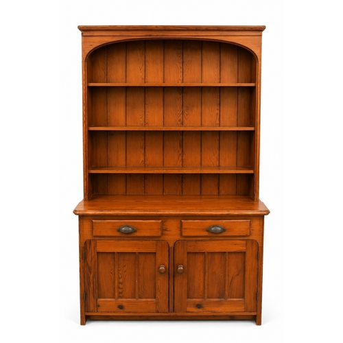 A 20th century pitch pine kitchen dresser. Having a planked ...
