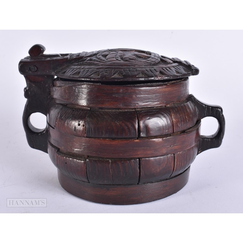 Treen - a 19th century Icelandic pine askur food box, of sta...