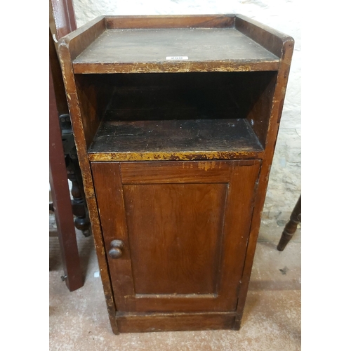 A 39cm antique stained pine bedside cabinet, with recessed s...