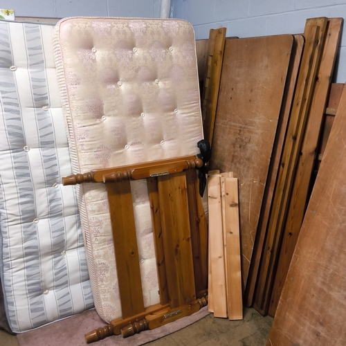 A pine single bed