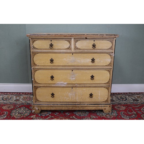 Victorian painted as oak pine chest, two short and three lon...
