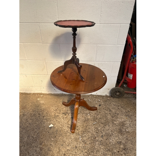 Pine & oak circular side tables