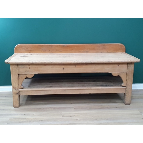 A 19th Century pine Serving Table with raised gallery back w...