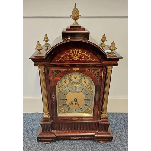 19TH CENTURY BRASS INLAID ROSEWOOD CASED FUSEE MUSICAL BRACK...