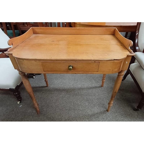 LATE 19TH CENTURY PINE WASHSTAND WITH 3/4 GALLERY TOP & SING...