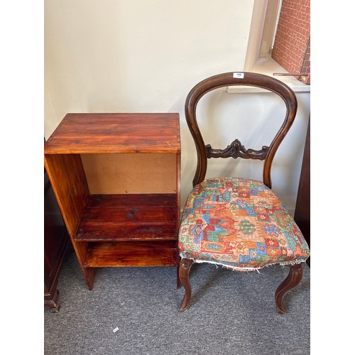 Victorian mahogany dining chair and a pine open fronted shel...