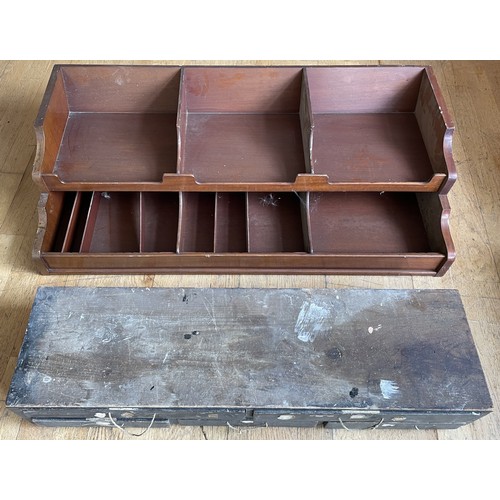 A mid 20th century mahogany desktop organiser and letter rac...