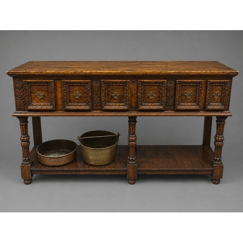 Carved Pine Sideboard with Pot Shelf