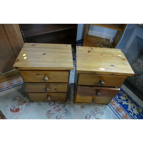 Pair of three flight pine bedside drawers