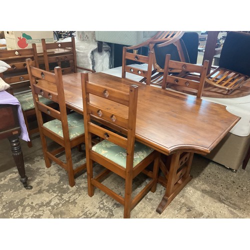 Pine table & 6 chairs