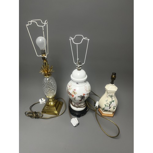 A Collection of Lamps. A ceramic table lamp of baluster form...