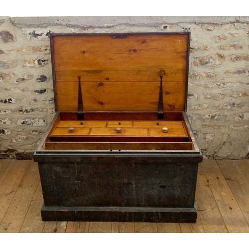 A VICTORIAN BLACK-PAINTED PINE SHIPWRIGHT'S OR ARTISAN'S CHE...