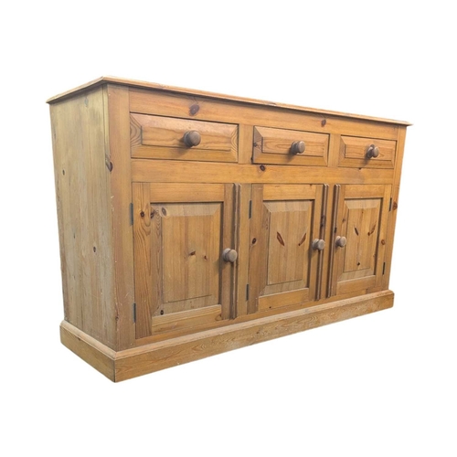 A vintage 20th century farmhouse country pine sideboard cred...