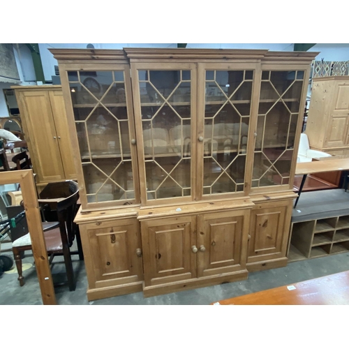 George III style solid pine four door display cabinet 193H 1...