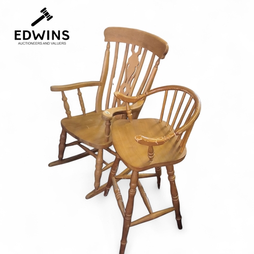 A 20th Century Farmhouse Pine Rocking Chair, together with a...