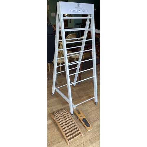 A painted pine floor standing retail display rack, manufactu...
