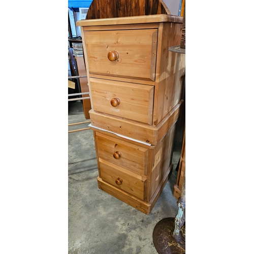 Pair of good quality pine two drawer bedside cabinets