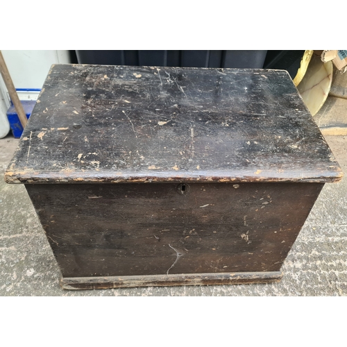Antique Pine Chest Box With Iron Lock and Iron Side Handles....